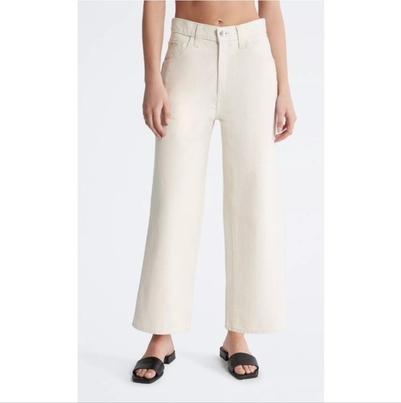 Calvin Klein Naturals Ultra High Cropped Wide Leg Jeans - Picture 1 of 14